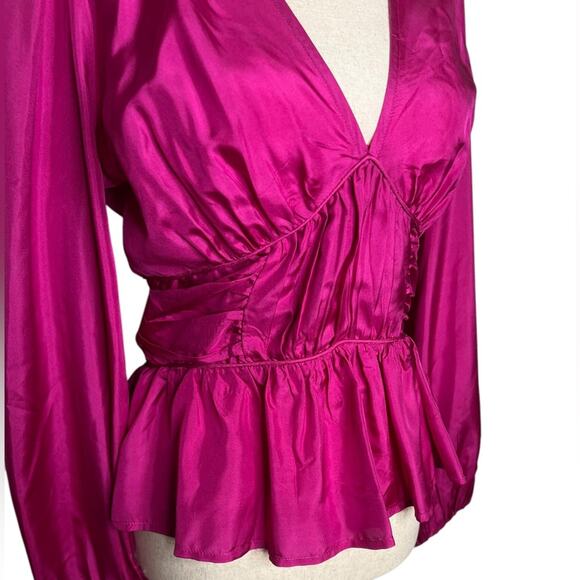 *NWOT Sea Fabiloa Silk Peplum Top Pink/Viscose – Sz Small - Picture 6 of 8